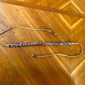 Vintage Feathered Hat Band with Tan Strap